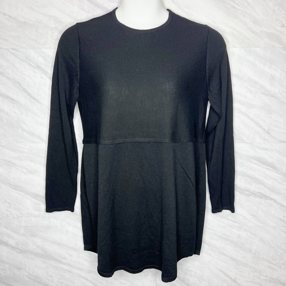 J.Jill French Black Grace Tunic Top Long Sleeve Medium